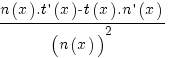 {n(x) . t prime (x) - t(x) . n prime (x)} / {(n(x))^2}