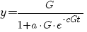 y = G / {1 + a dot G dot e^{-cGt}}