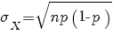 sigma_X = sqrt{np(1-p)}